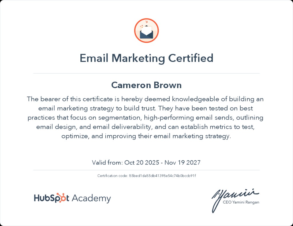 Email Marketing Certified — HubSpot Academy