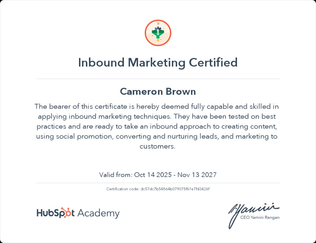 Inbound Marketing Certified — HubSpot Academy