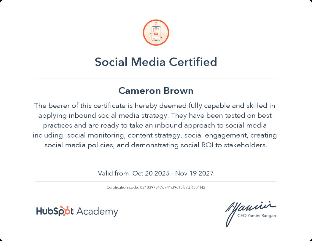Social Media Certified — HubSpot Academy